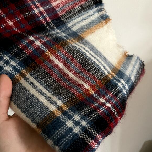Ann Taylor LOFT Plaid Blanket Scarf Multicolor Window Pane Plaid - Picture 2 of 4